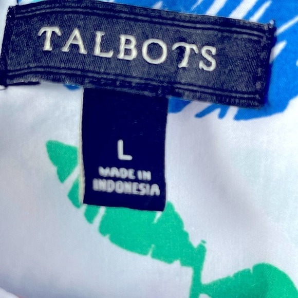 Talbots Large Full Button Front Pocket Teachers Lightweight Apple Print - Picture 5 of 7